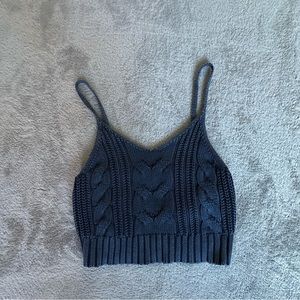 American eagle navy crocheted cropped tank